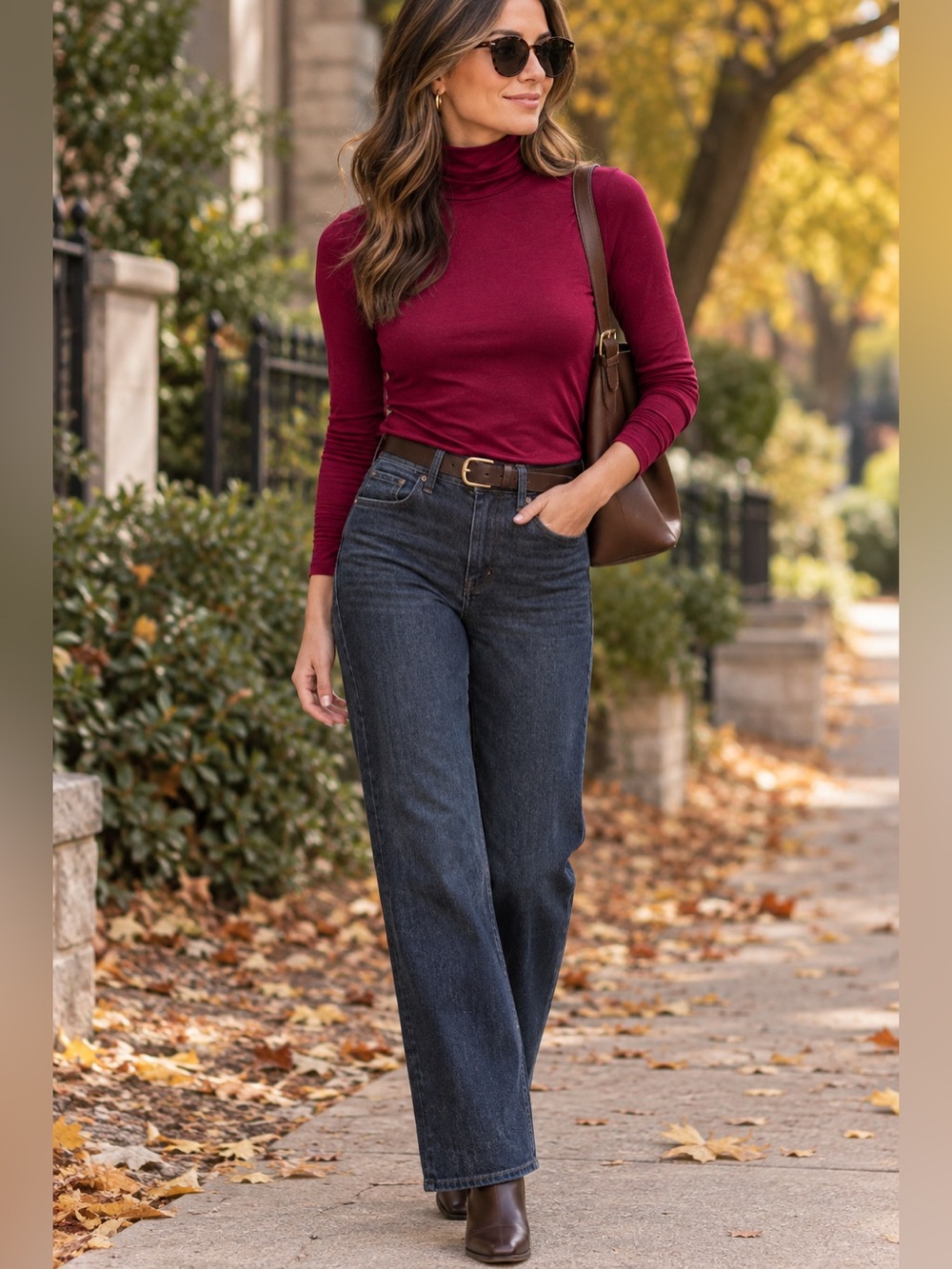 Chaps Women’s Long Sleeve Turtleneck - Burgundy/red